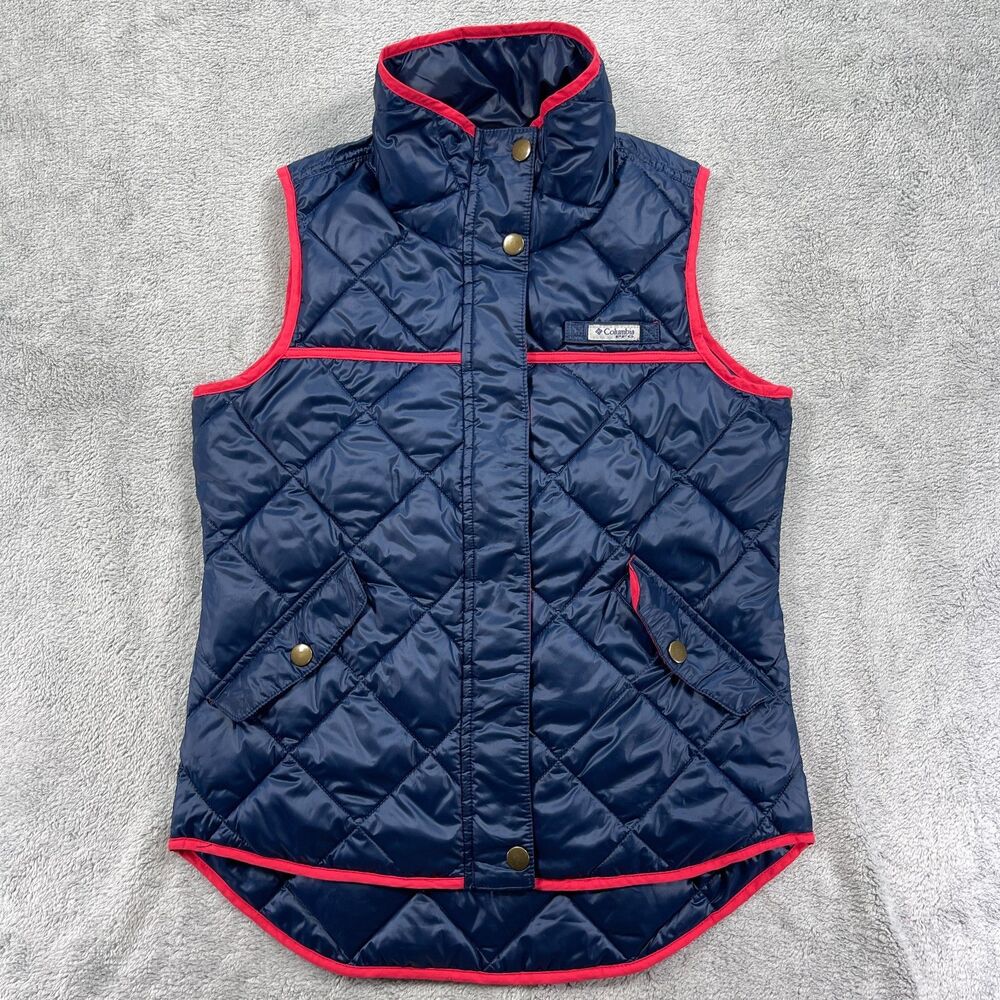 Columbia‎ PFG Harborside Diamond Quilted Vest Womens XS Blue Insulated Full Zip